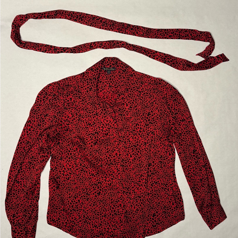 Brooks Brothers Red and Black Leopard Print Top - Picture 2 of 5